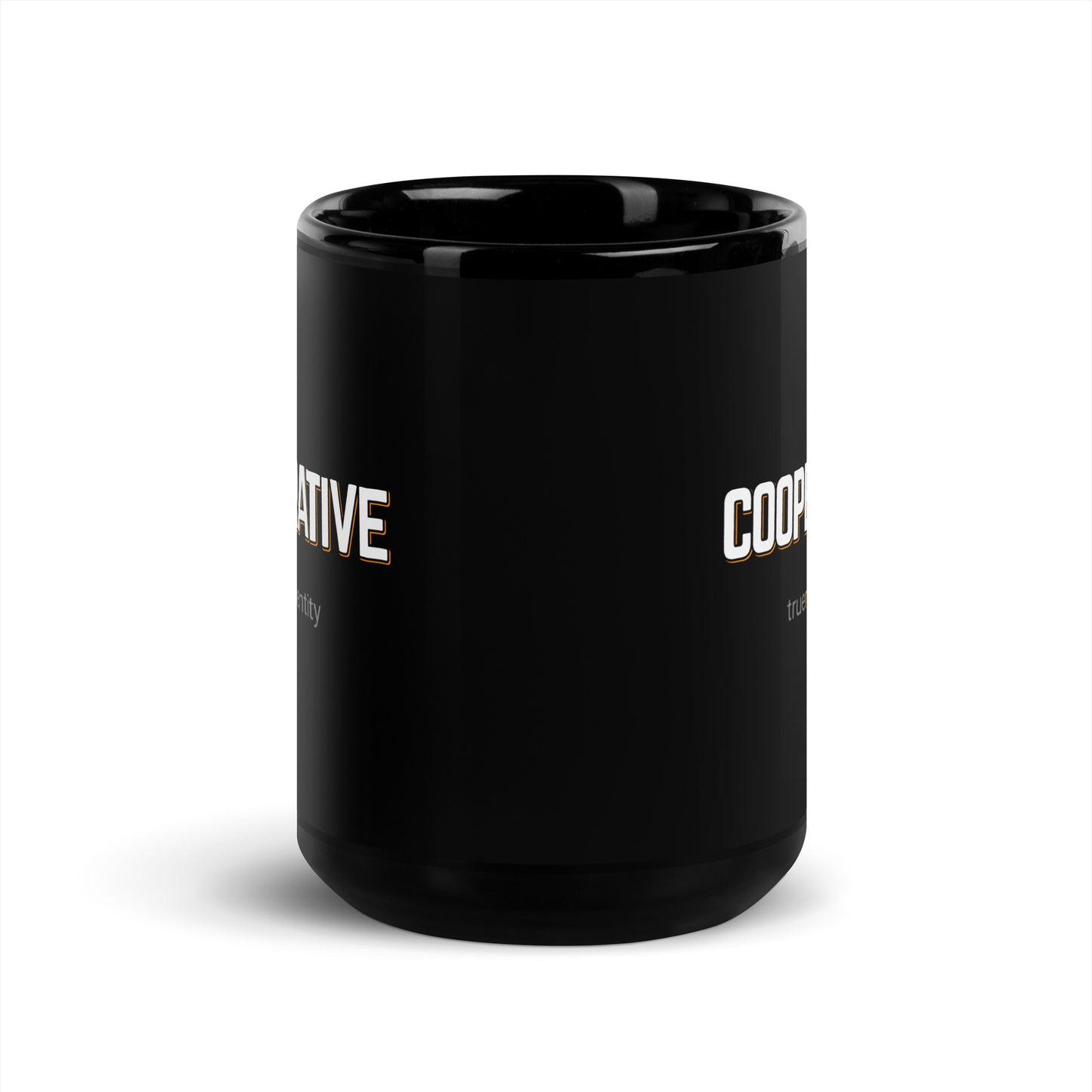 COOPERATIVE Black Coffee Mug Bold 11 oz 15 oz