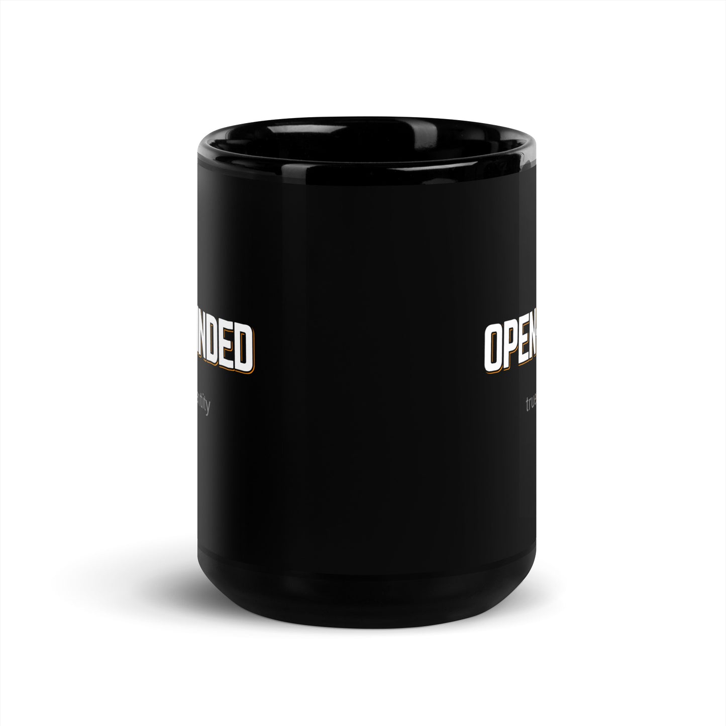 OPEN-MINDED Black Coffee Mug Bold 11 oz or 15 oz