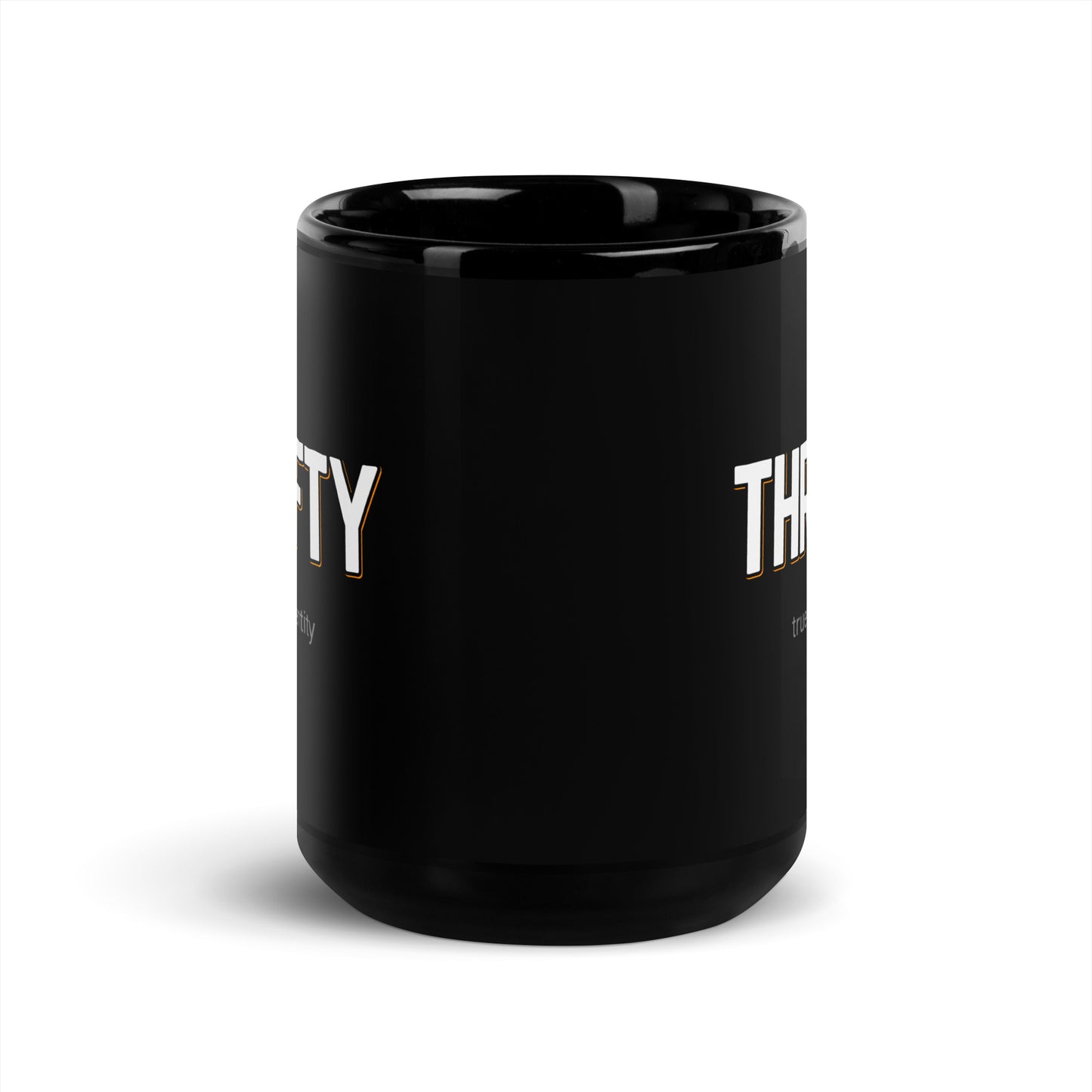 THRIFTY Black Coffee Mug Bold 11 oz or 15 oz