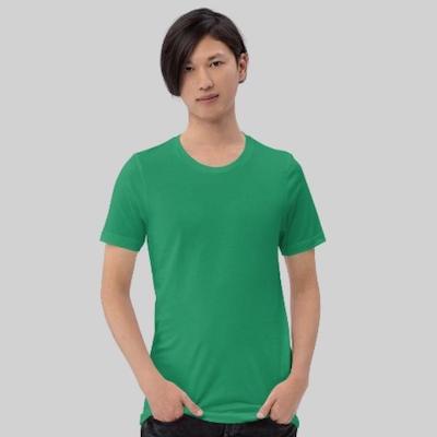 green-tshirt-product-example-male-model-True-Mydentity-Bella-Canvas-Printful