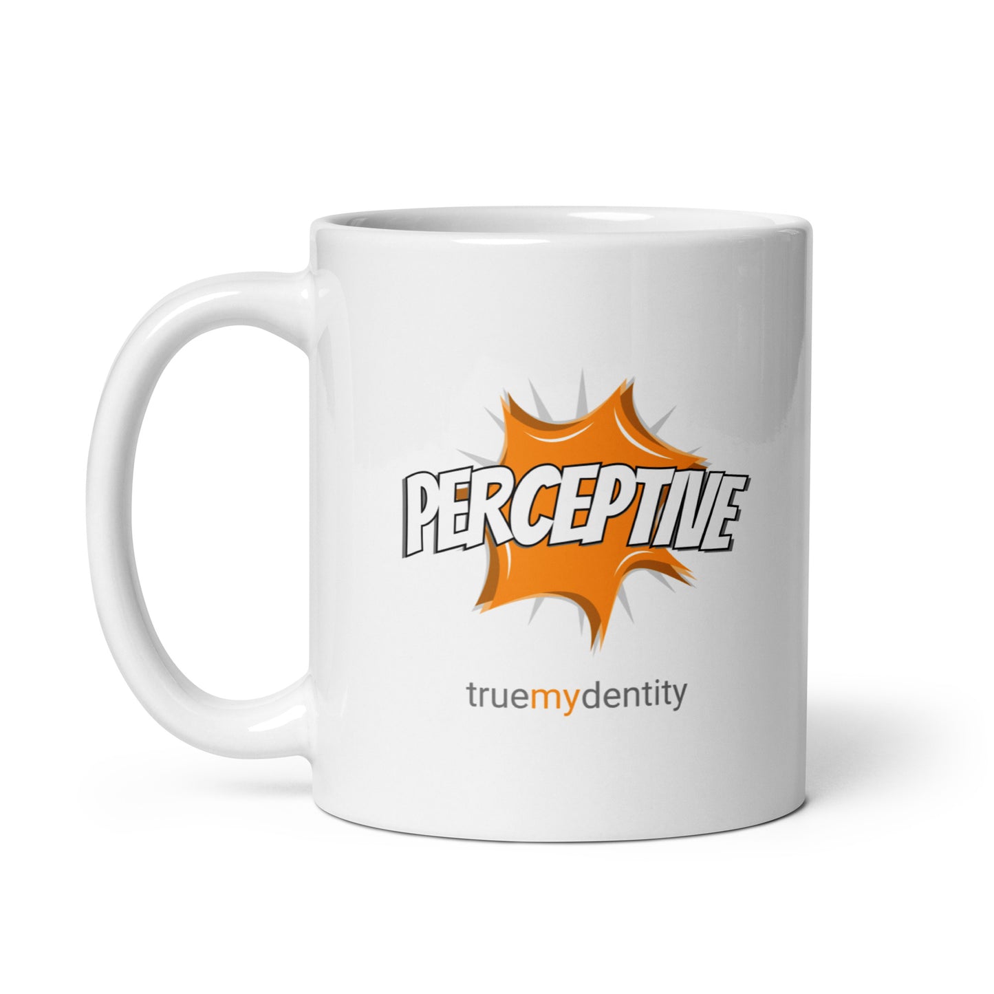 PERCEPTIVE White Coffee Mug Action 11 oz or 15 oz