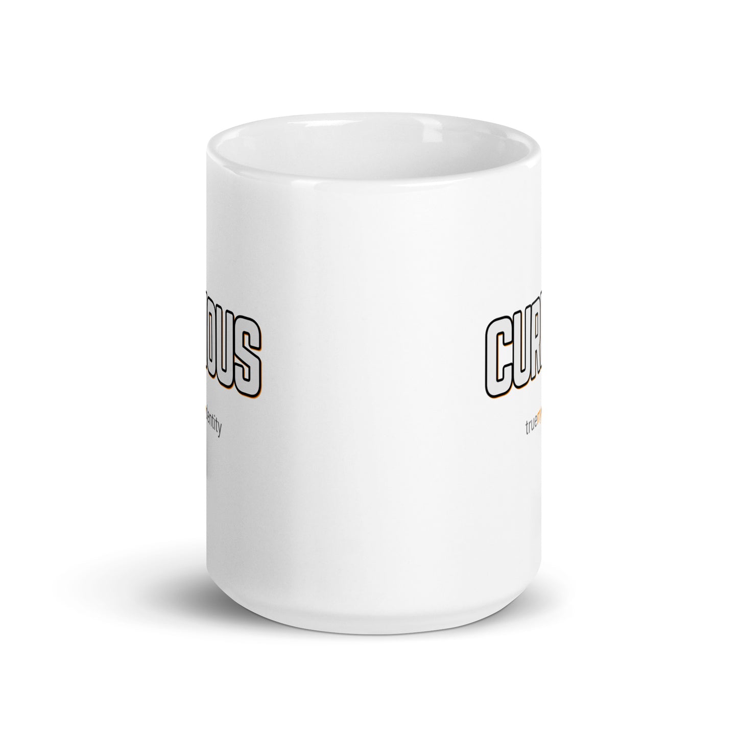 CURIOUS White Coffee Mug Bold 11 oz or 15 oz