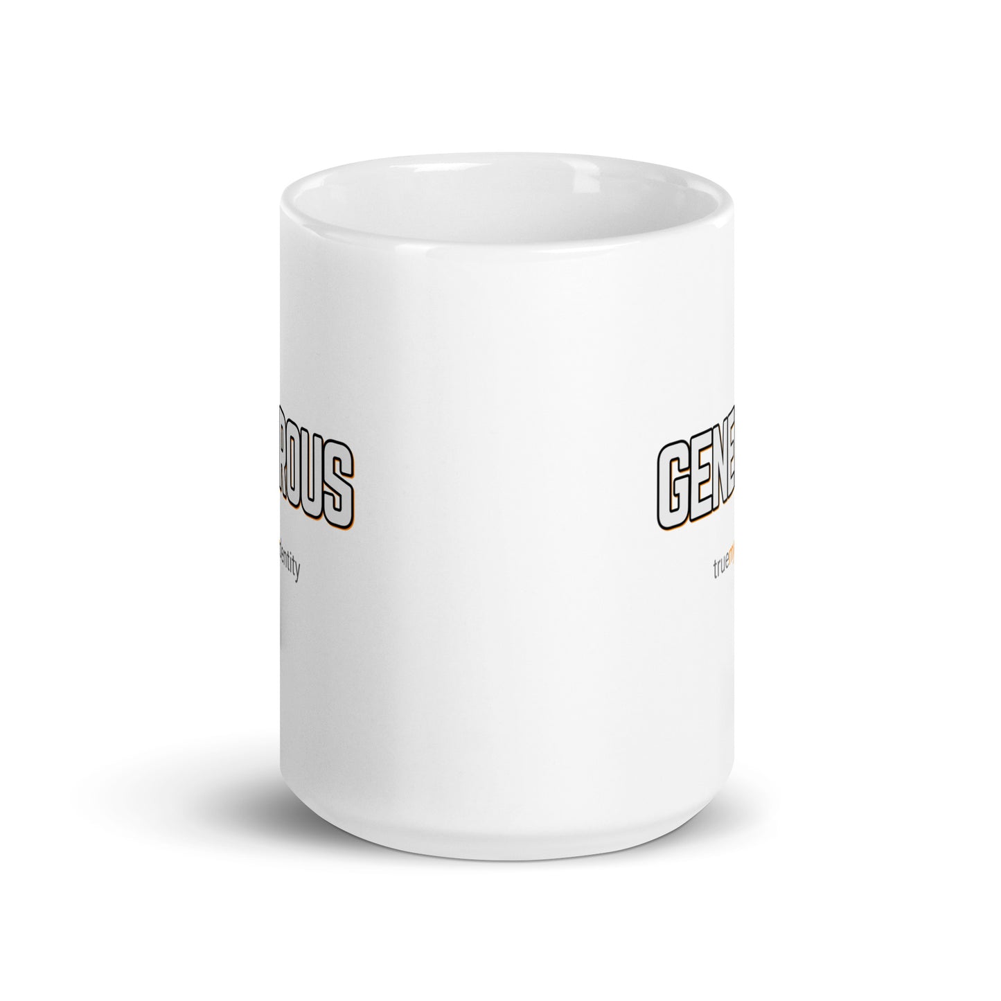 GENEROUS White Coffee Mug Bold 11 oz or 15 oz