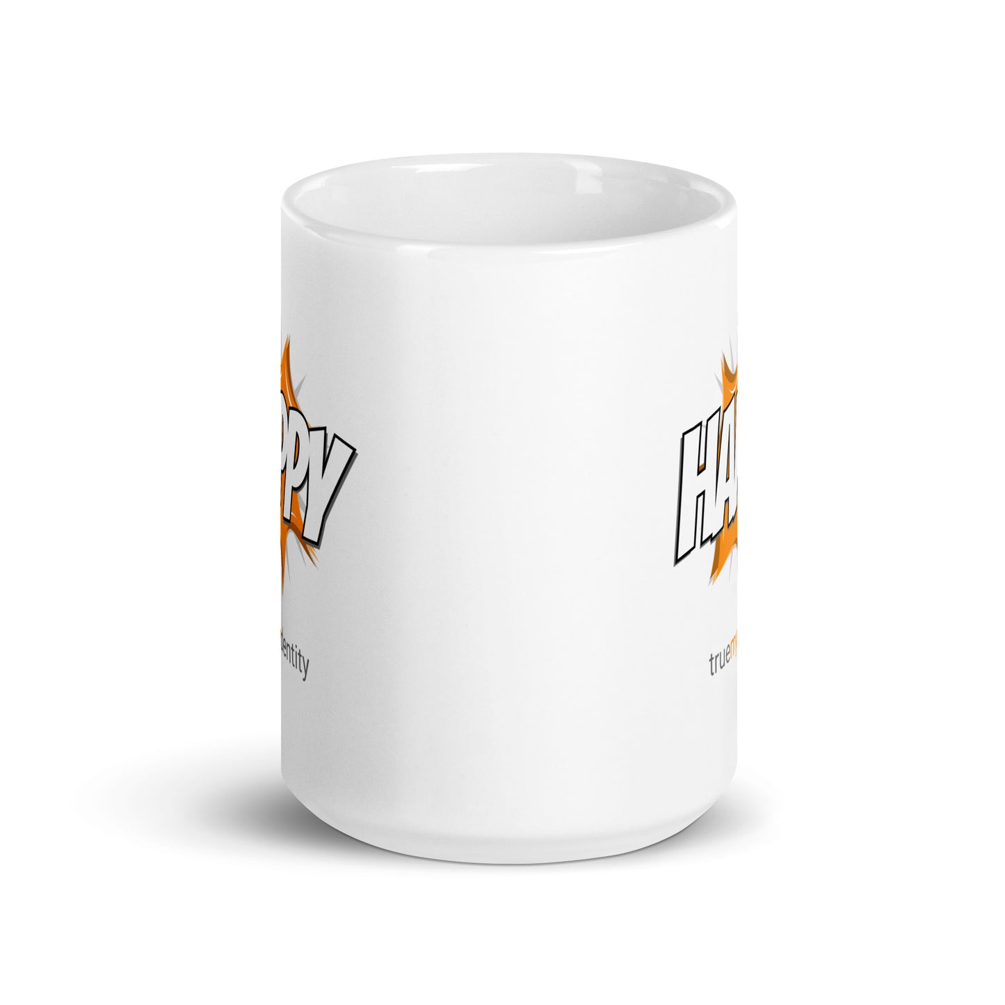 HAPPY White Coffee Mug Action 11 oz or 15 oz