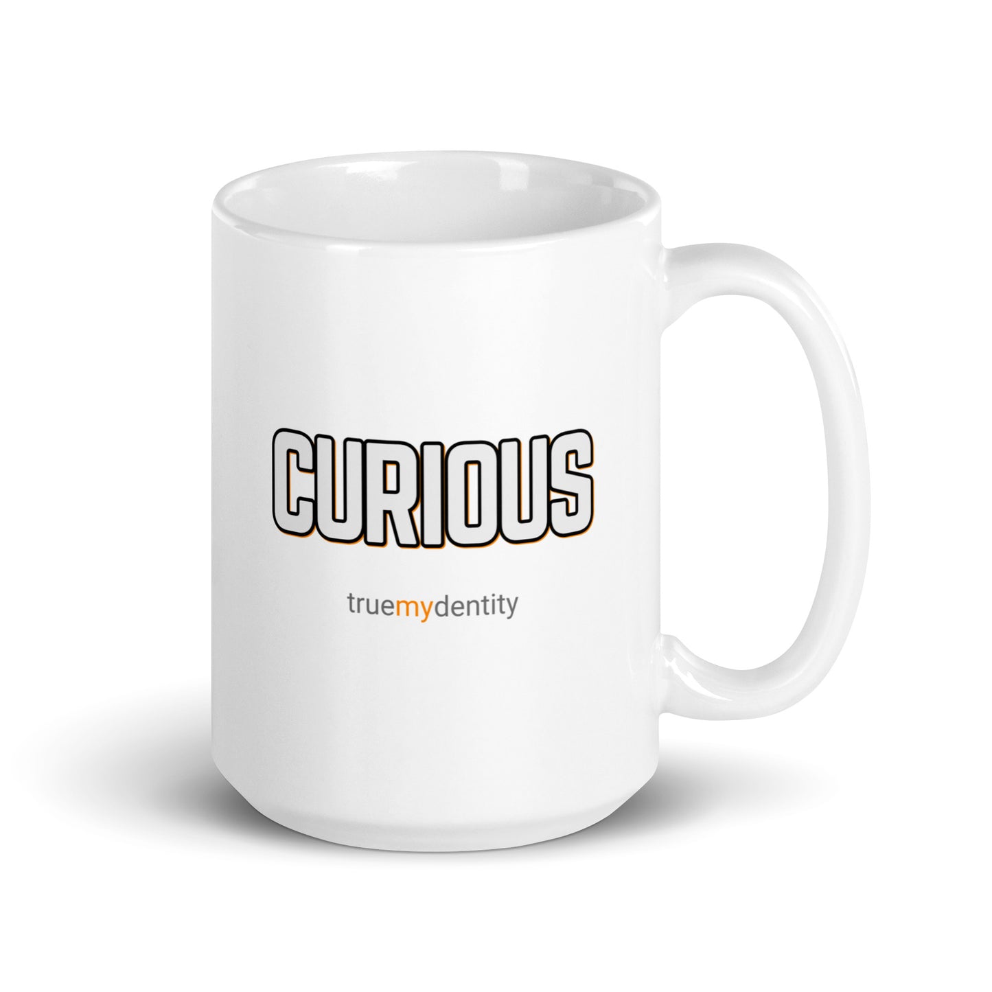 CURIOUS White Coffee Mug Bold 11 oz or 15 oz