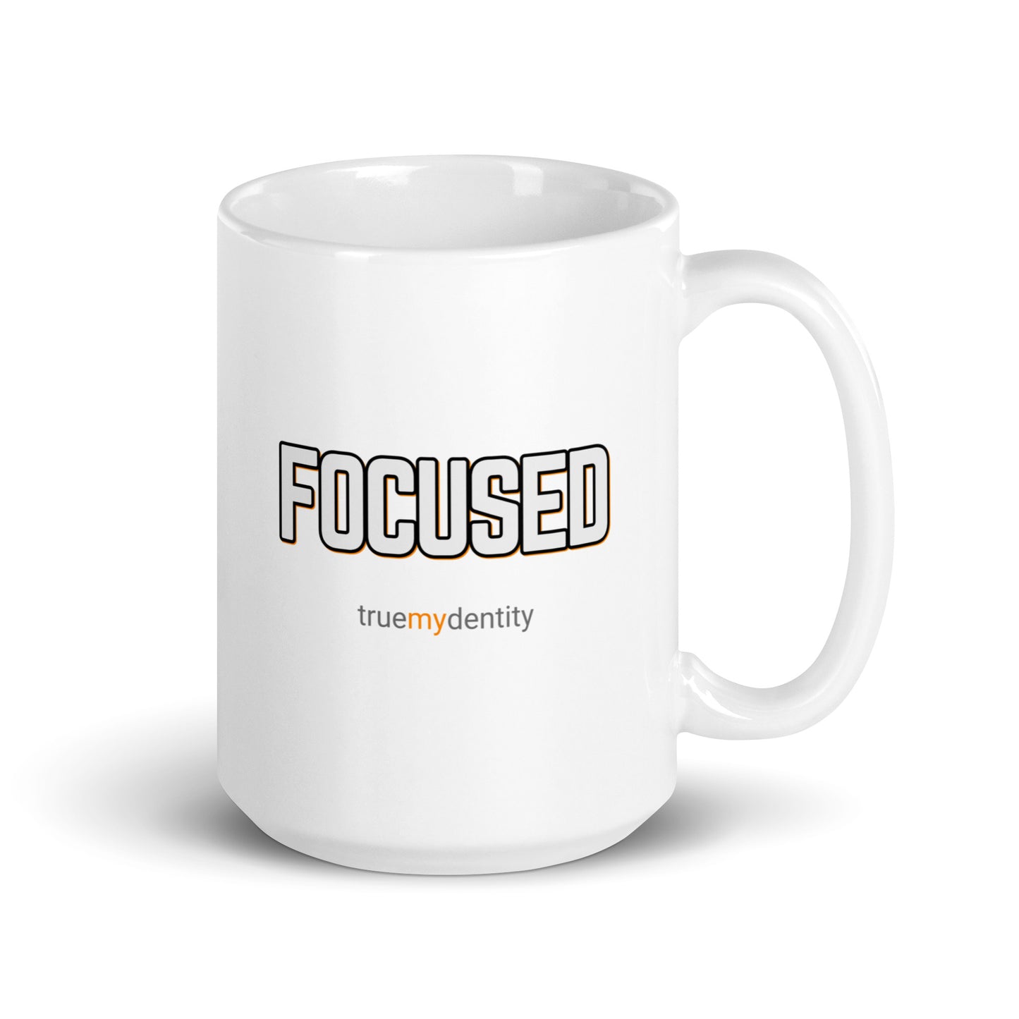 FOCUSED White Coffee Mug Bold 11 oz or 15 oz