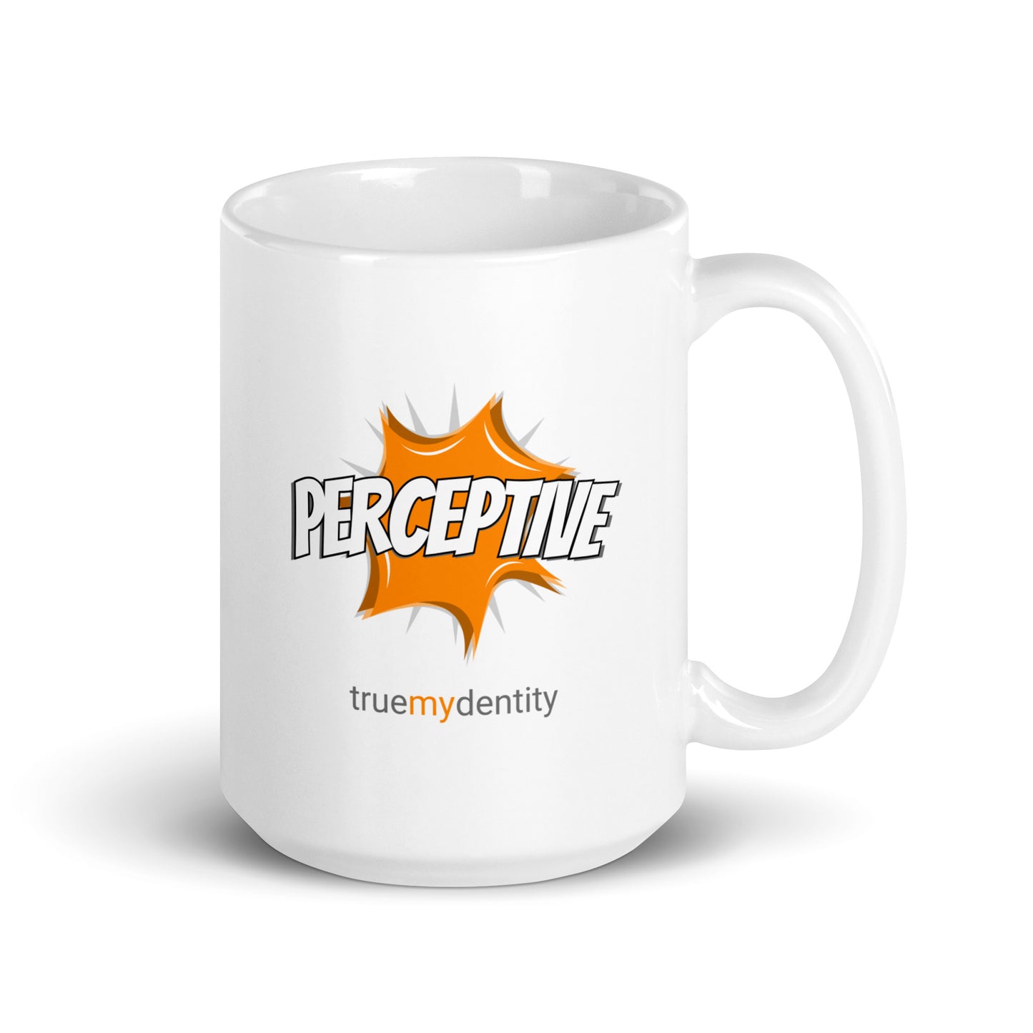 PERCEPTIVE White Coffee Mug Action 11 oz or 15 oz