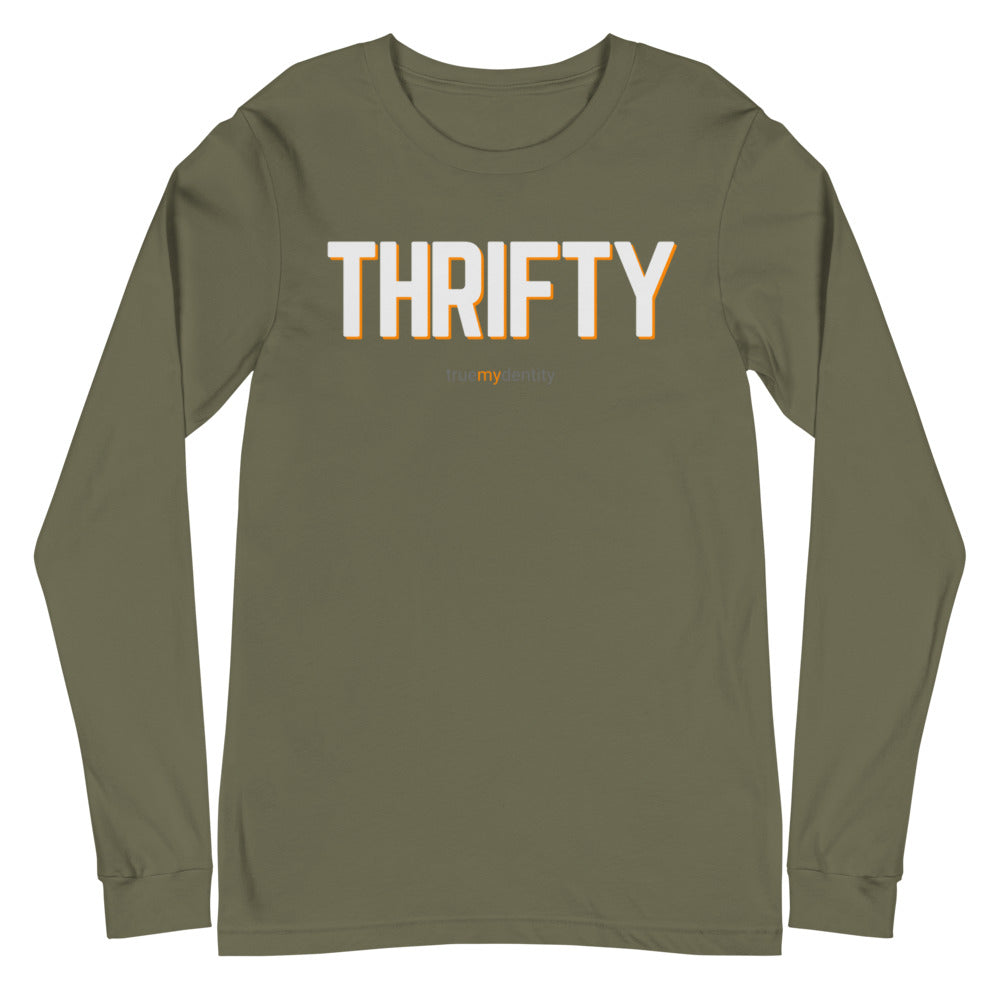 THRIFTY Long Sleeve Shirt Bold Design | Unisex