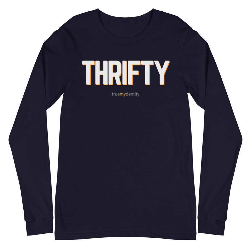 THRIFTY Long Sleeve Shirt Bold Design | Unisex