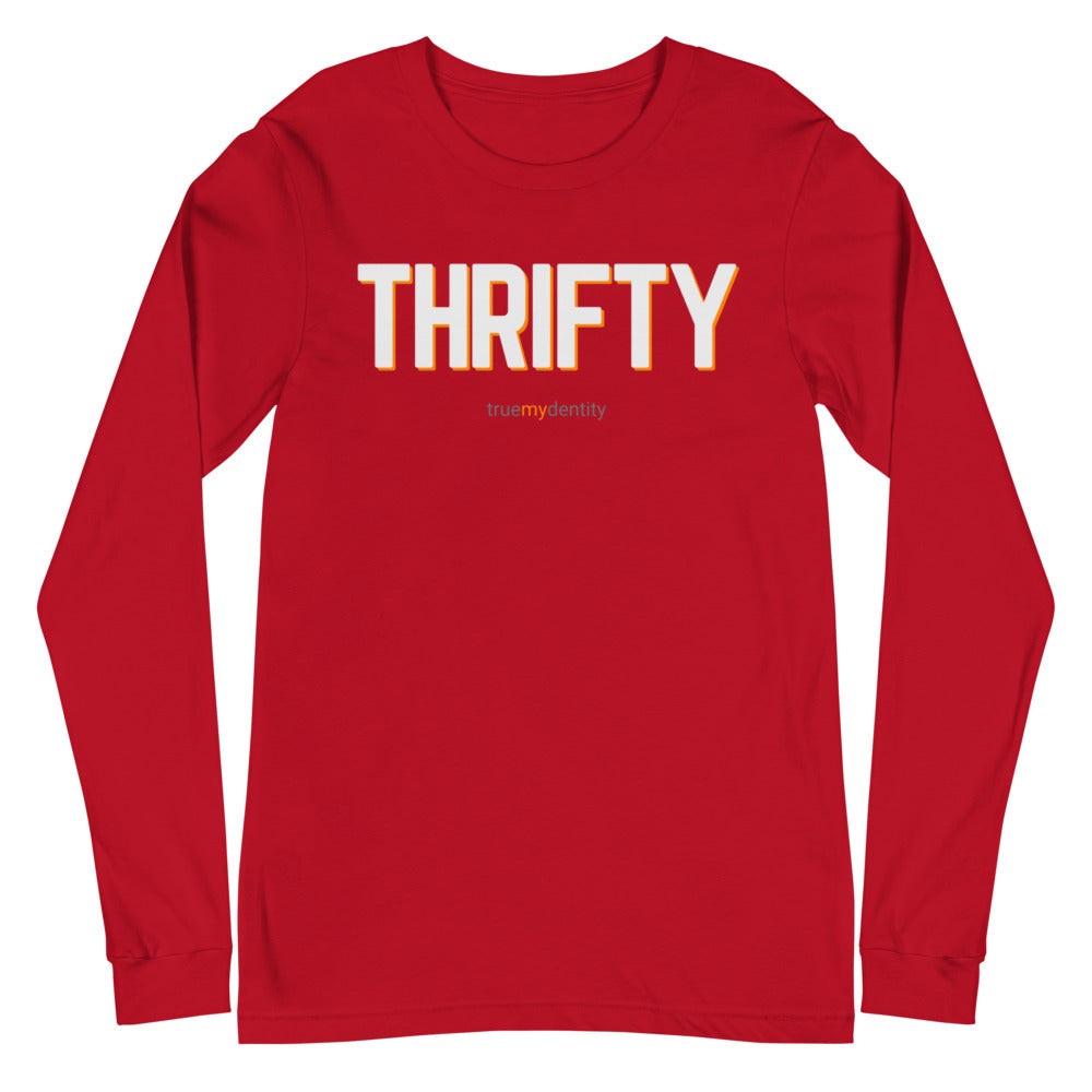 THRIFTY Long Sleeve Shirt Bold Design | Unisex