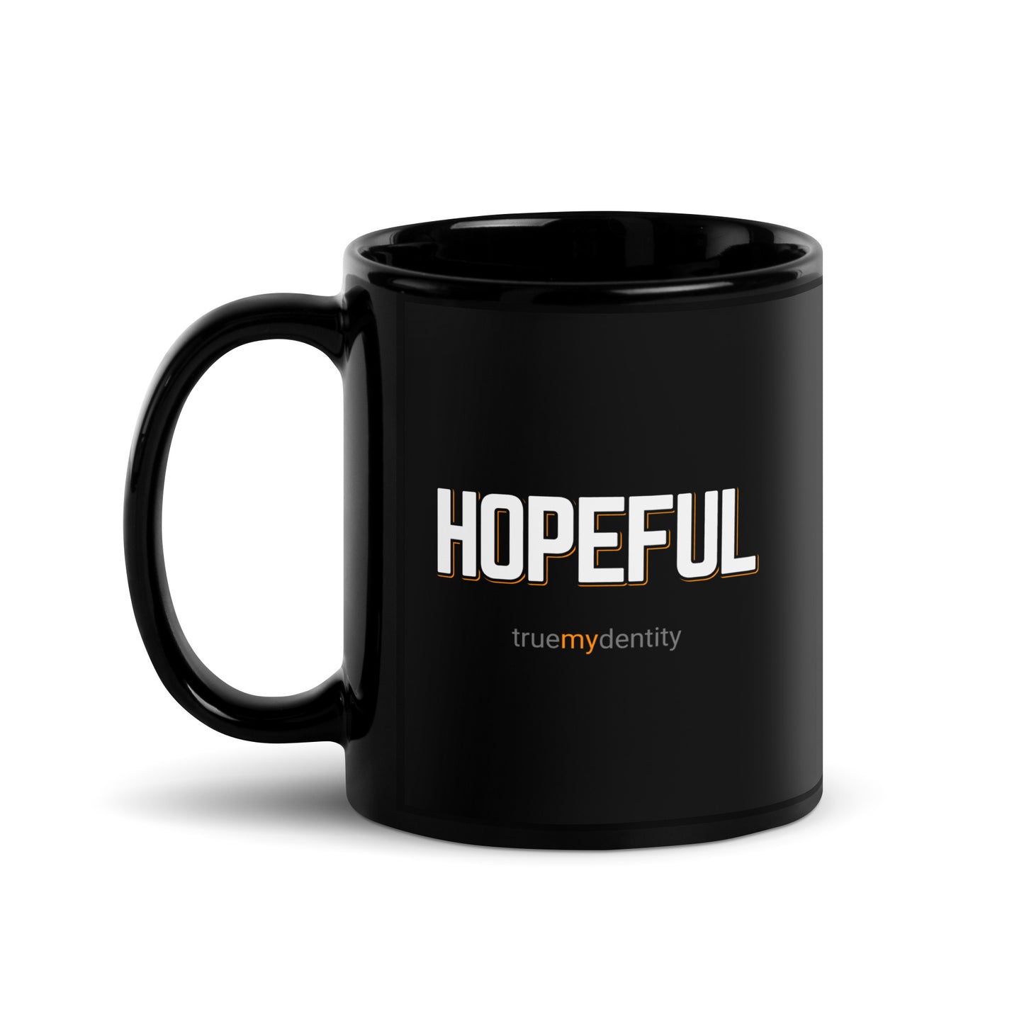 HOPEFUL Black Coffee Mug Bold 11 oz or 15 oz