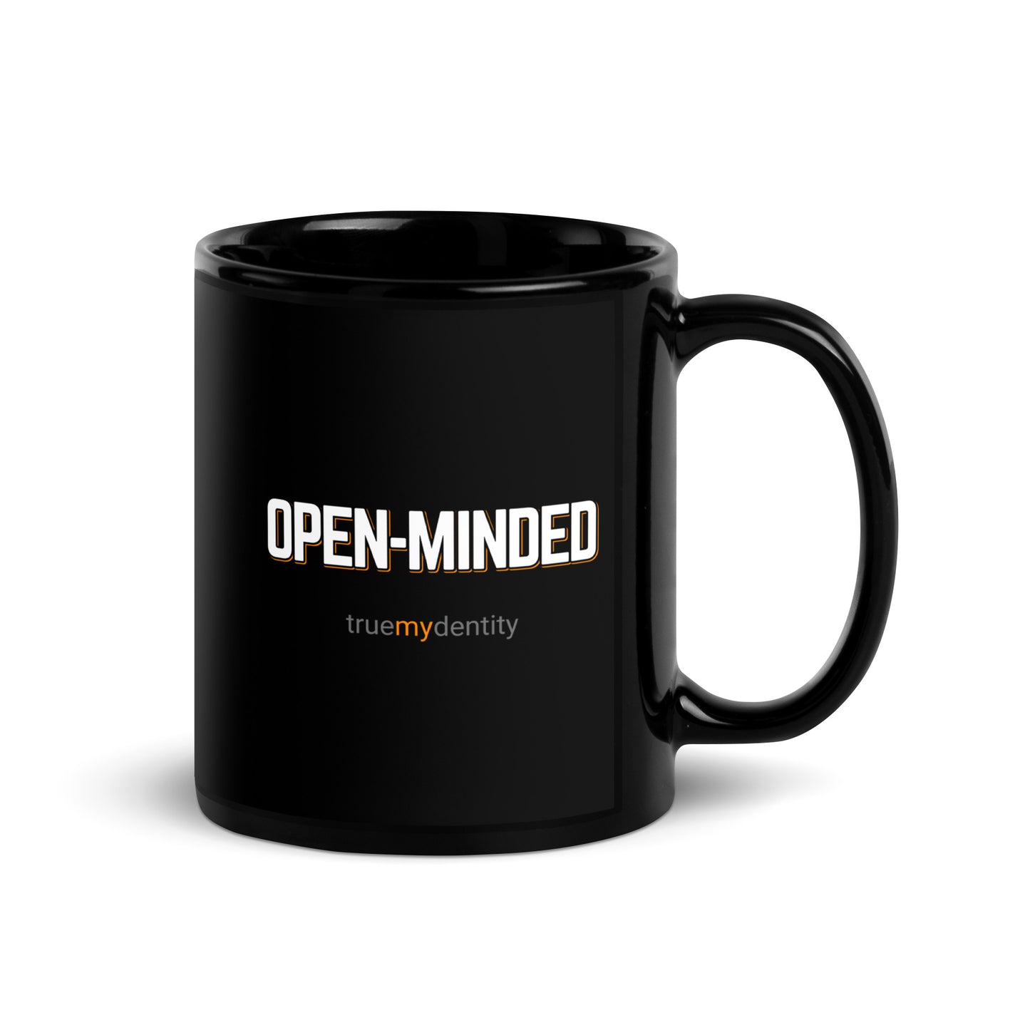 OPEN-MINDED Black Coffee Mug Bold 11 oz or 15 oz