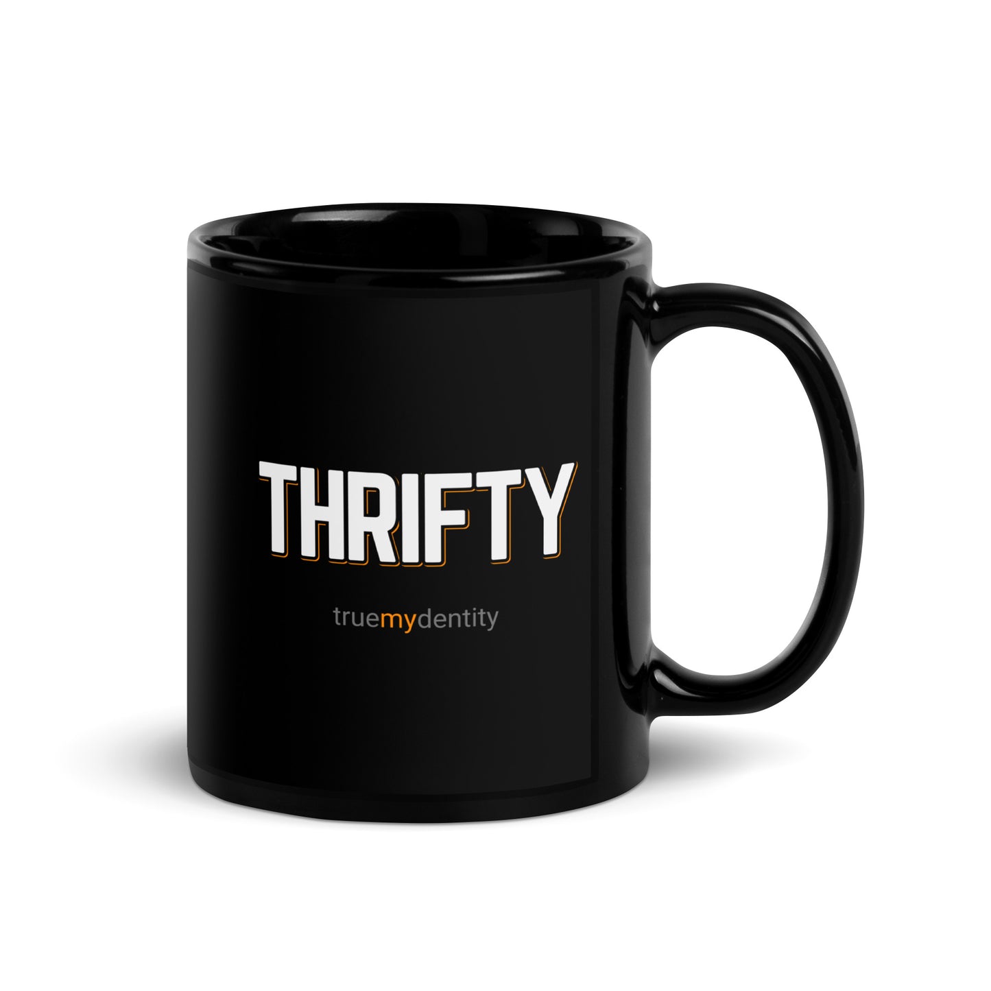 THRIFTY Black Coffee Mug Bold 11 oz or 15 oz