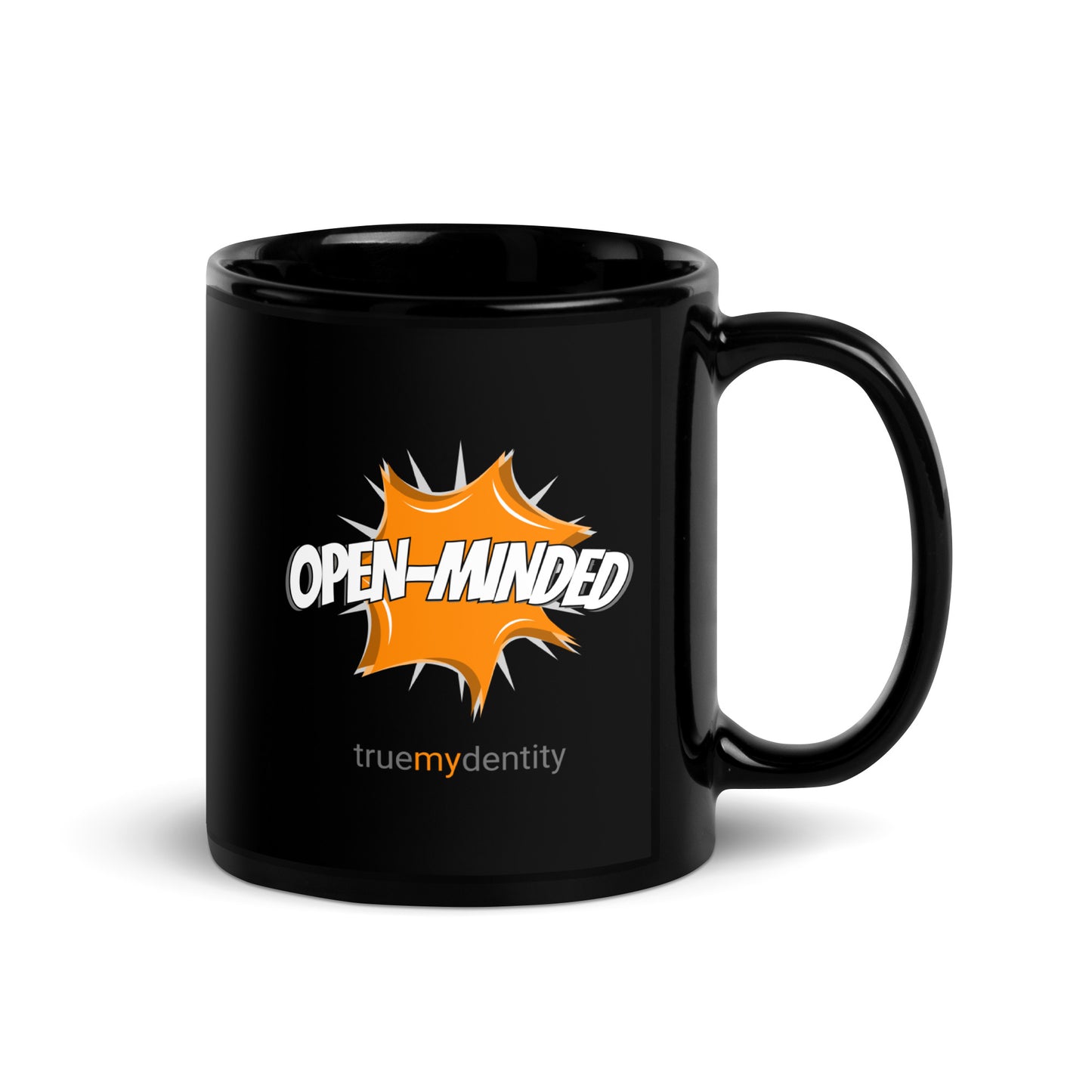 OPEN-MINDED Black Coffee Mug Action 11 oz or 15 oz