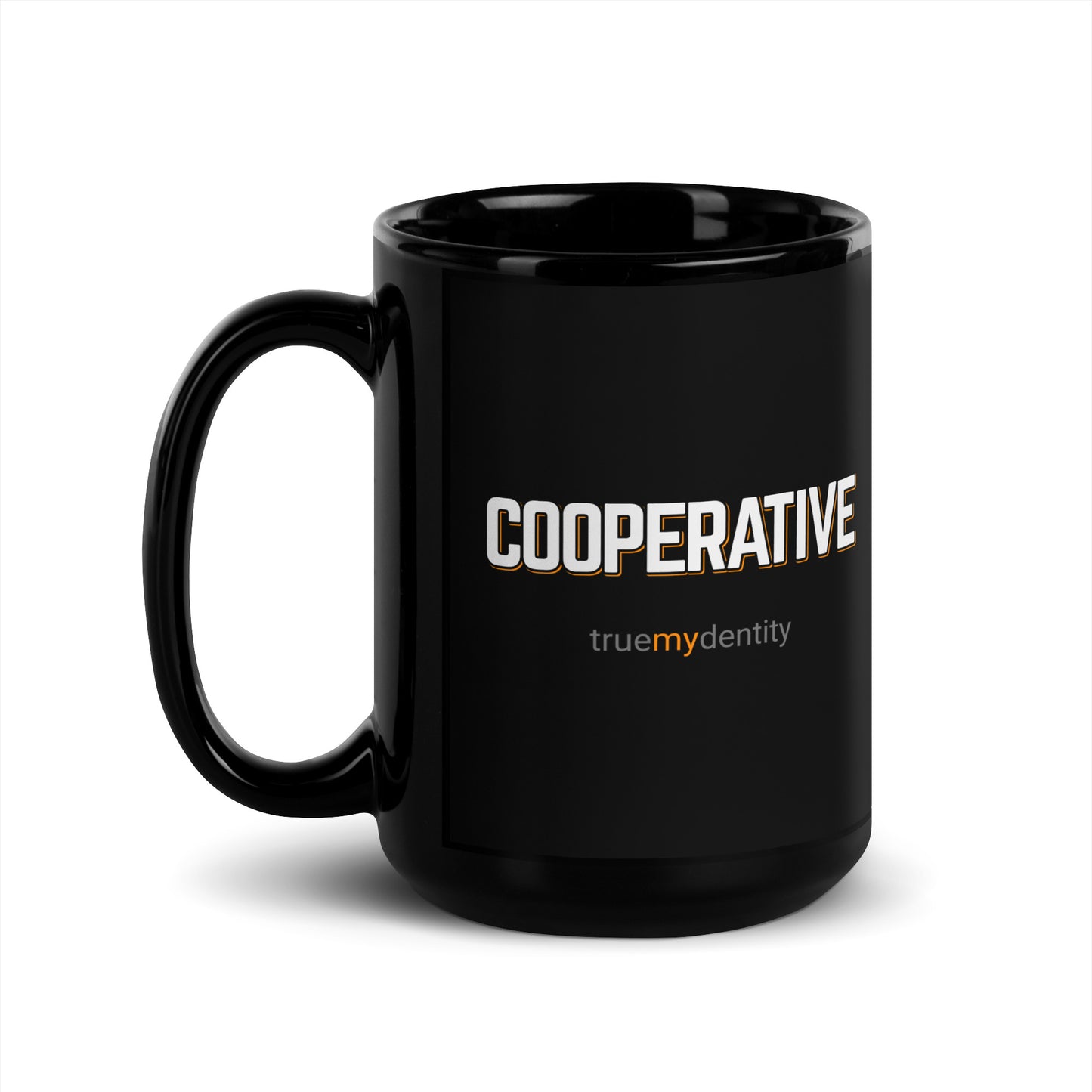 COOPERATIVE Black Coffee Mug Bold 11 oz 15 oz