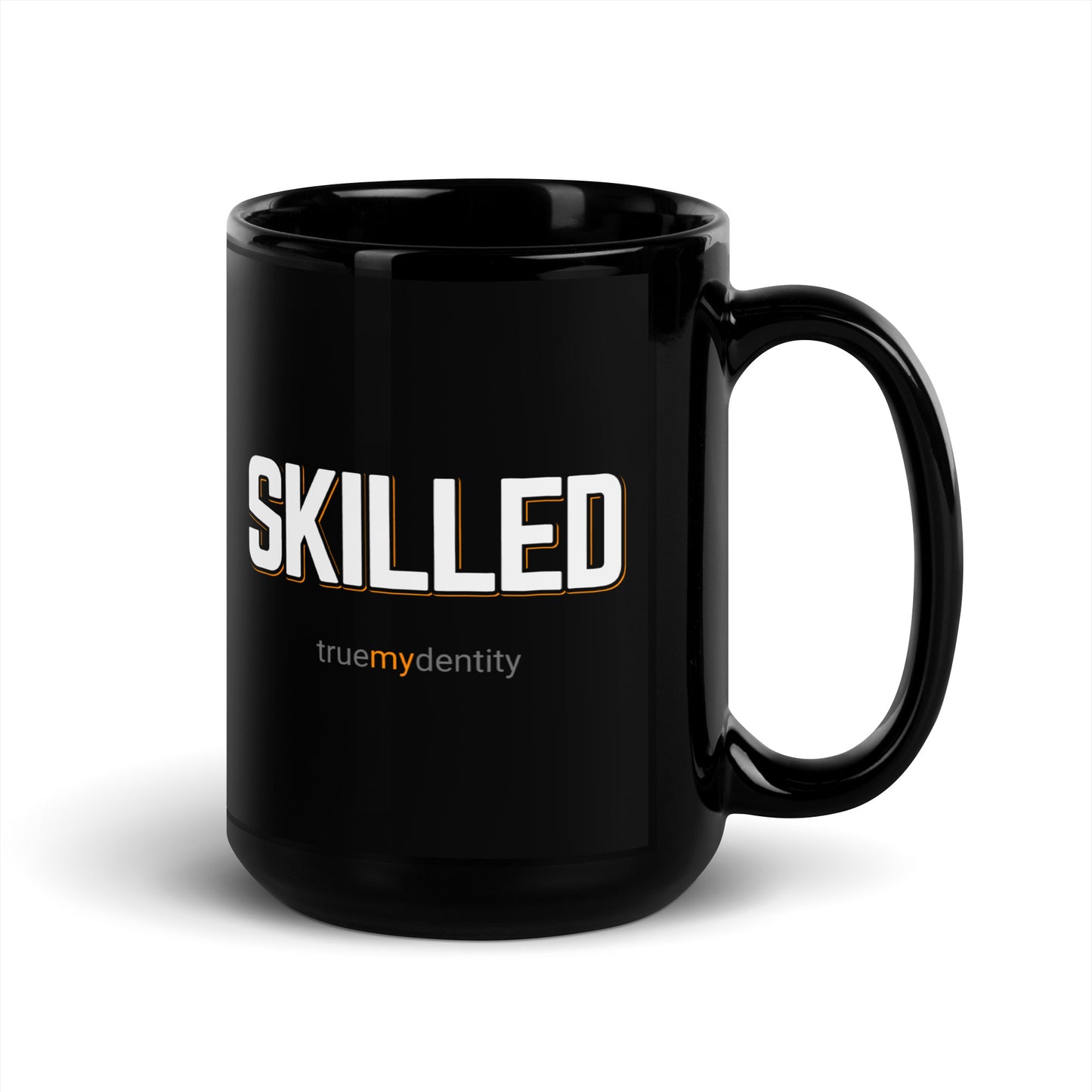 SKILLED Black Coffee Mug Bold 11 oz or 15 oz