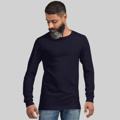 navy-long-sleeve-shirt-product-example-male-model-True-Mydentity-Bella-Canvas-Printful