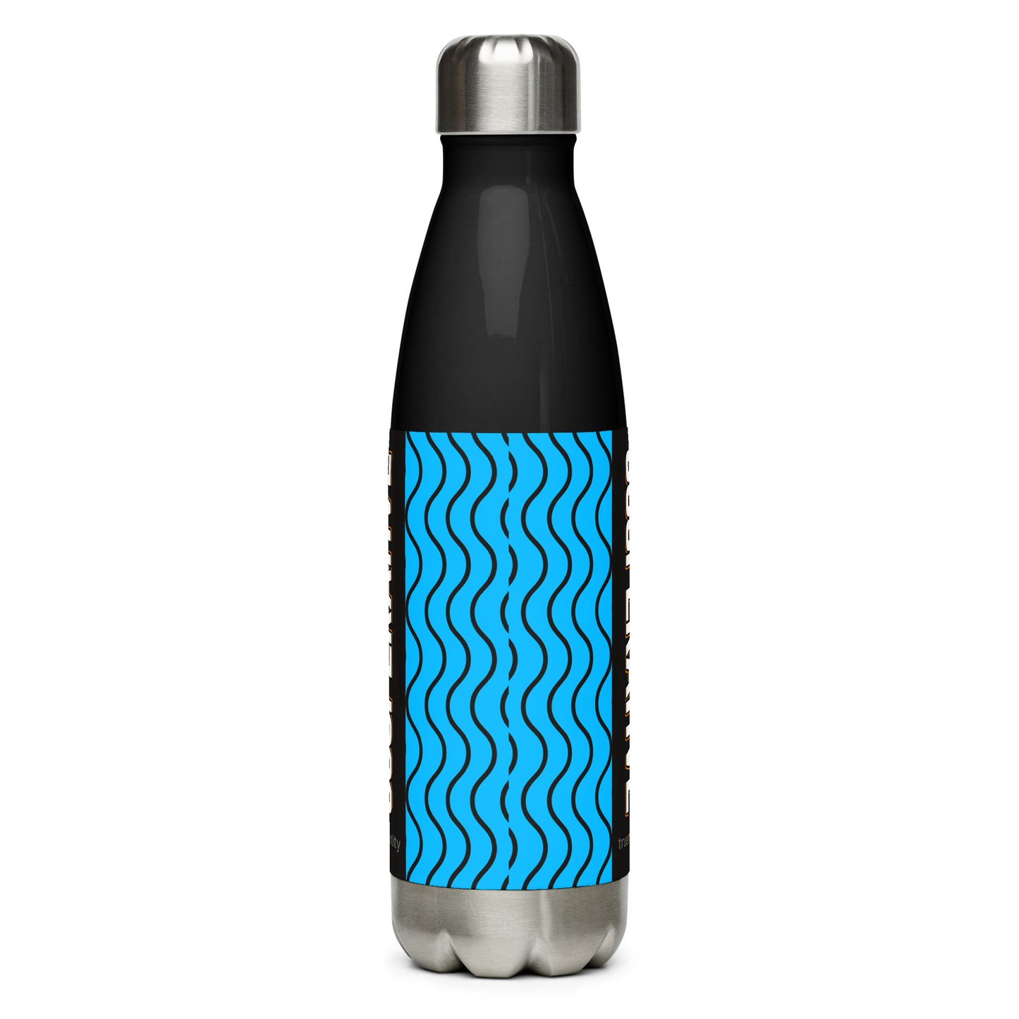COOPERATIVE Stainless Steel Water Bottle Blue Wave Design, 17 oz, in Black or White