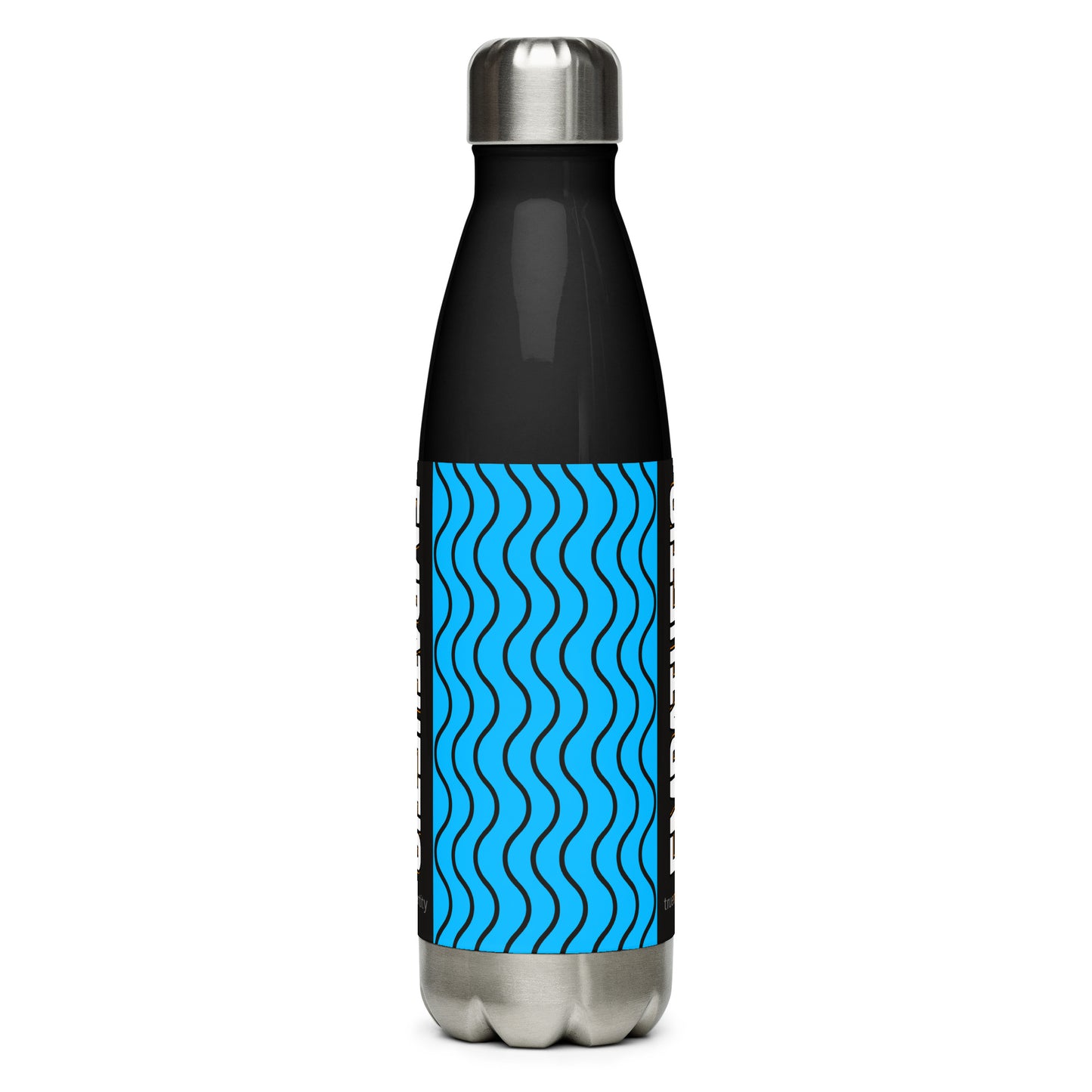EMPATHETIC Stainless Steel Water Bottle Blue Wave Design, 17 oz, in Black or White