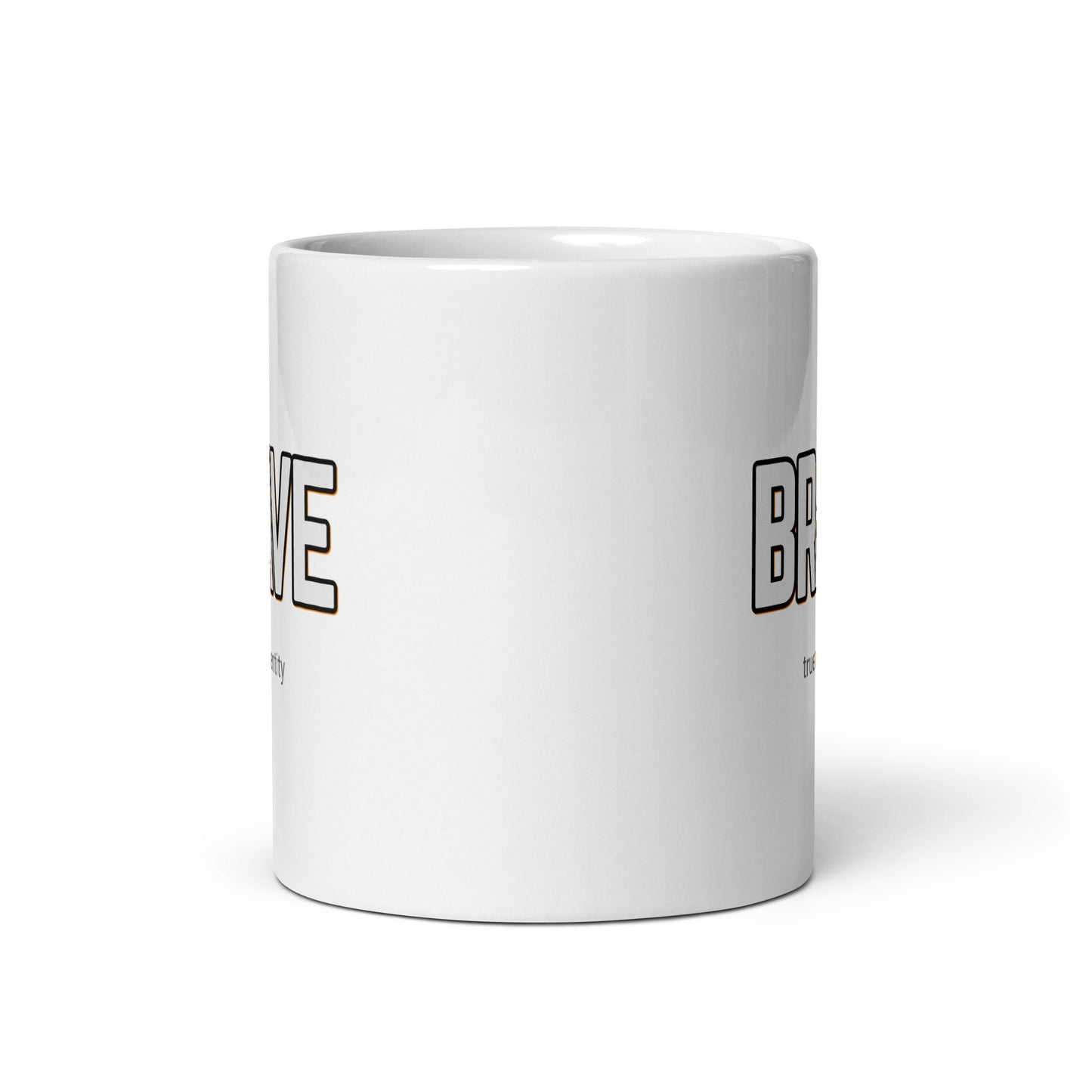 BRAVE White Coffee Mug Bold 11 oz or 15 oz
