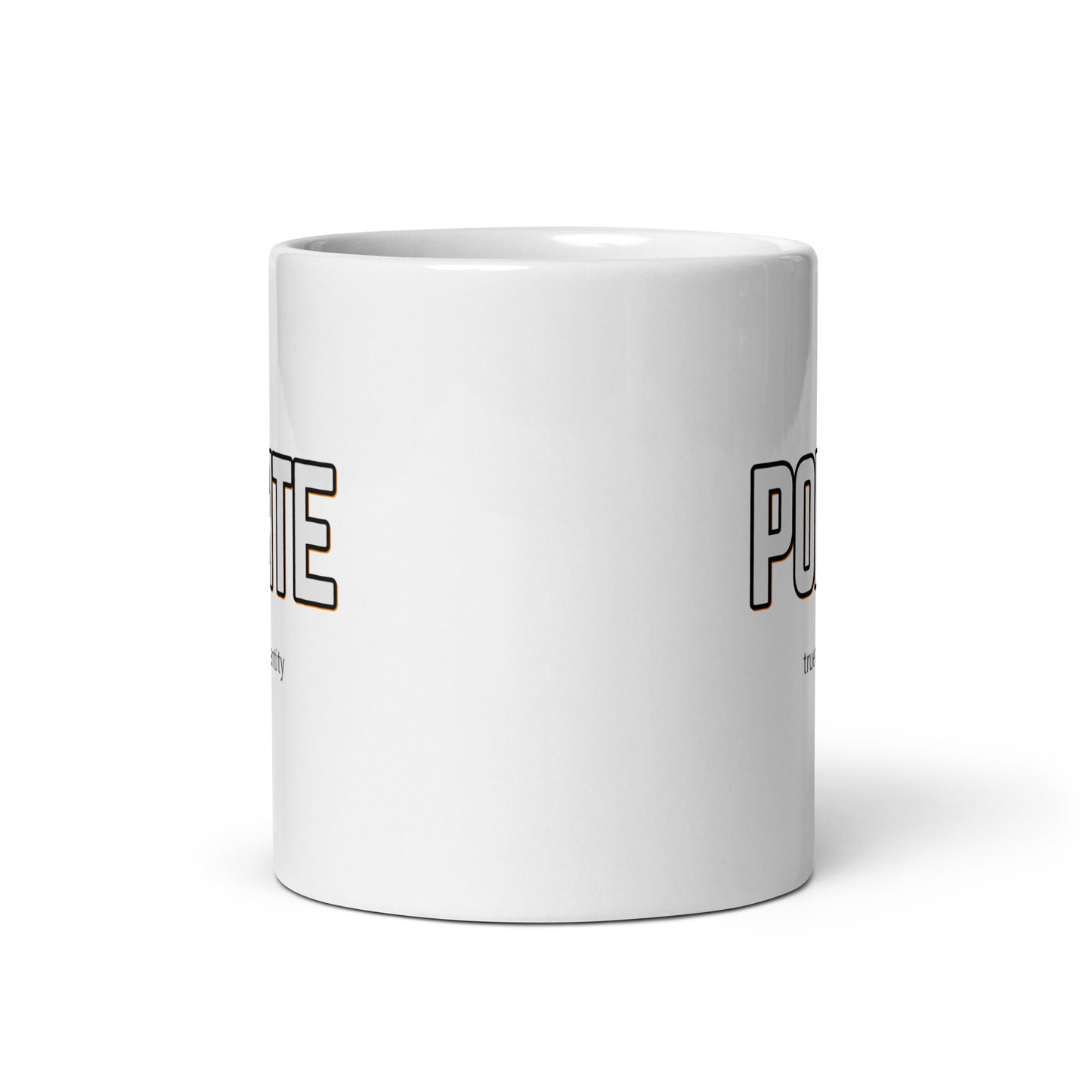 POLITE White Coffee Mug Bold 11 oz or 15 oz