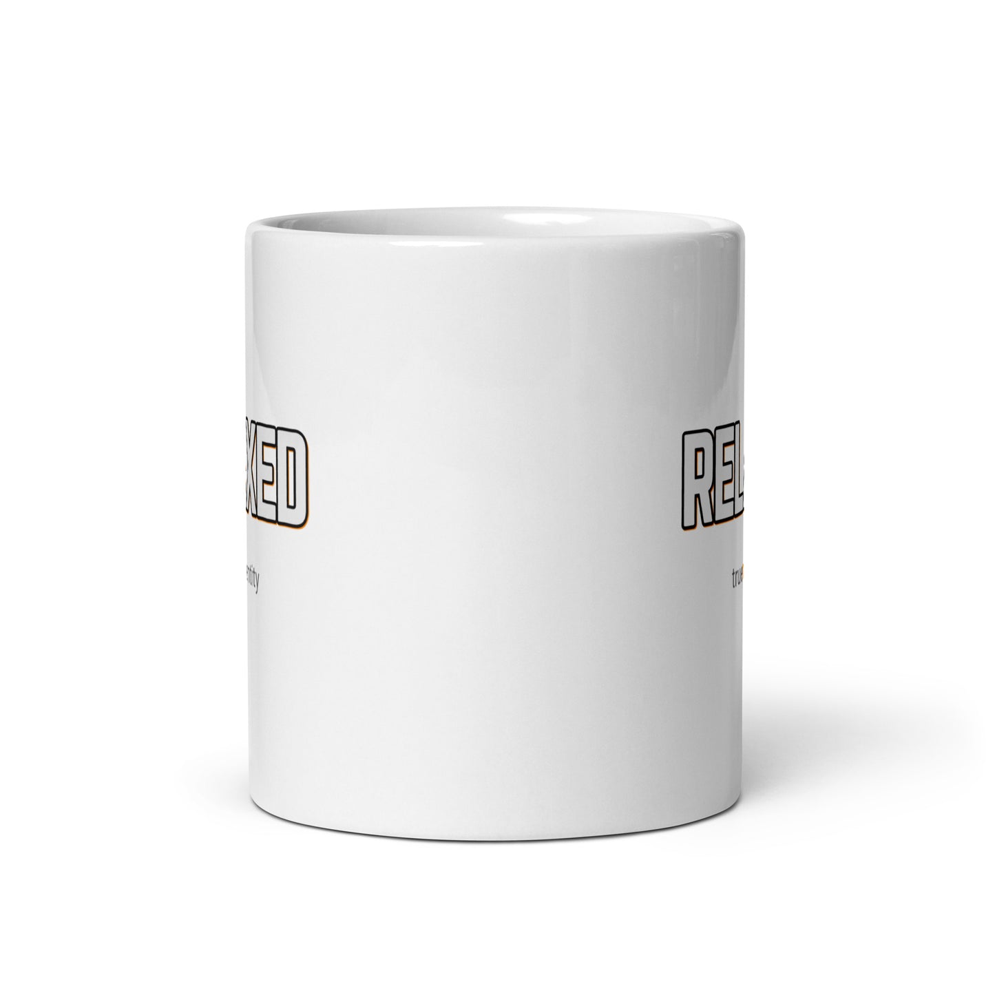RELAXED White Coffee Mug Bold 11 oz or 15 oz