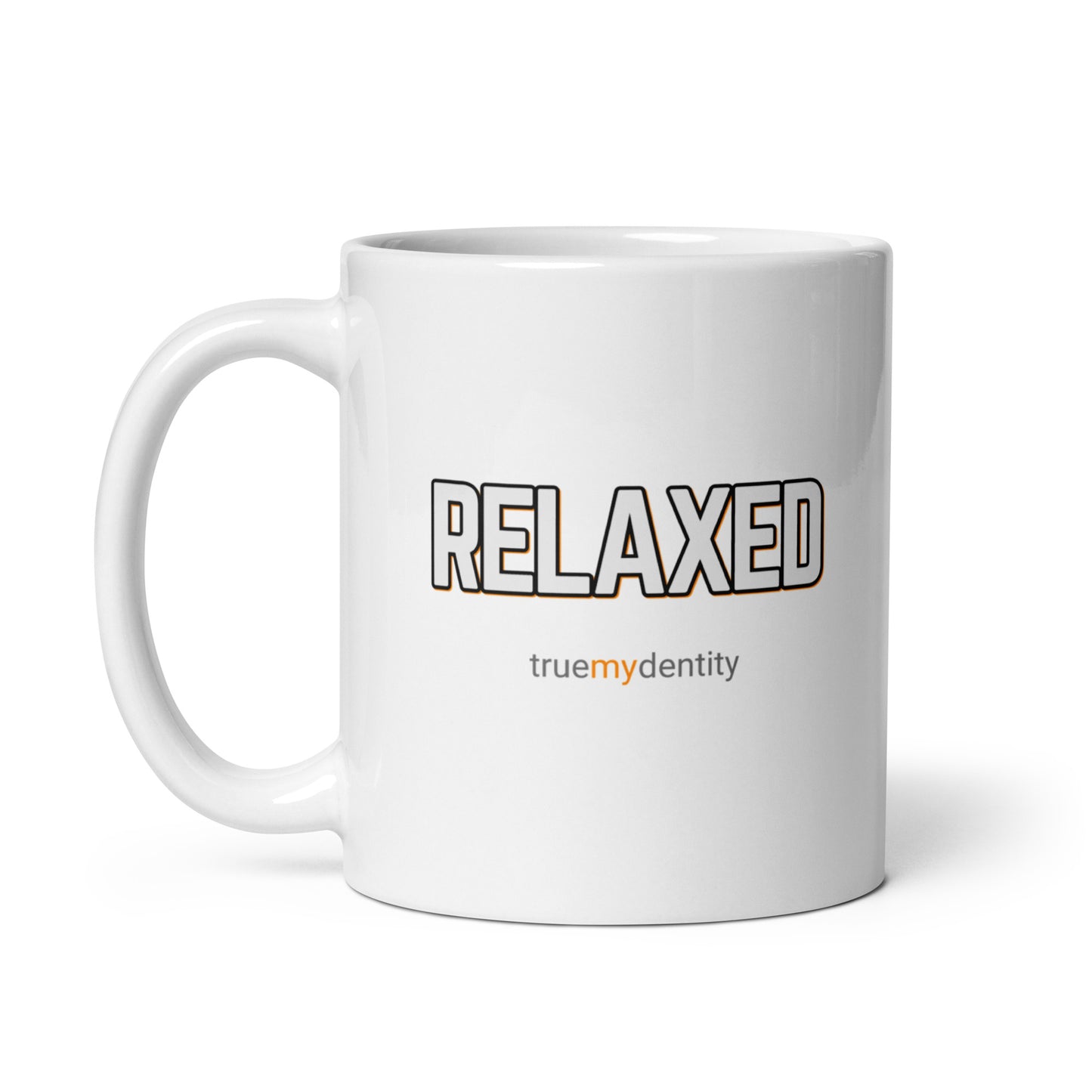 RELAXED White Coffee Mug Bold 11 oz or 15 oz