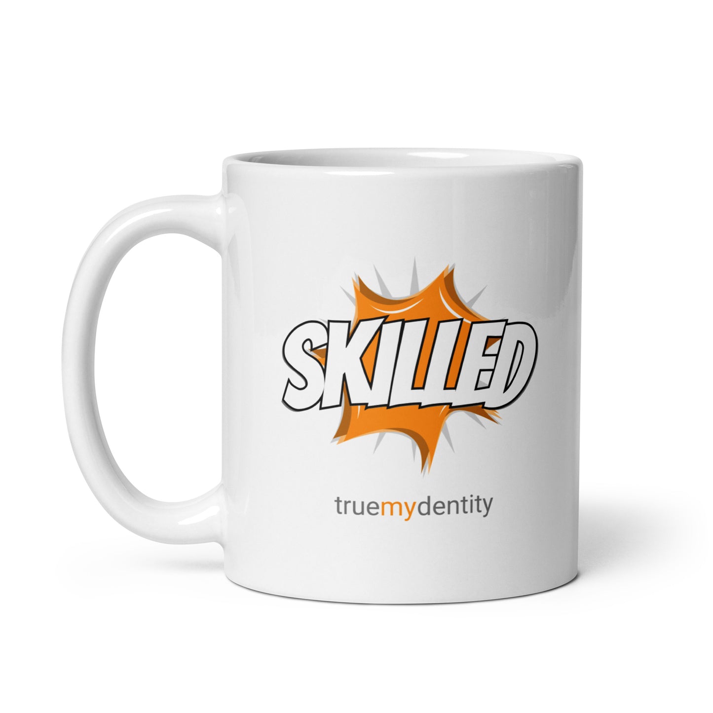 SKILLED White Coffee Mug Action 11 oz or 15 oz