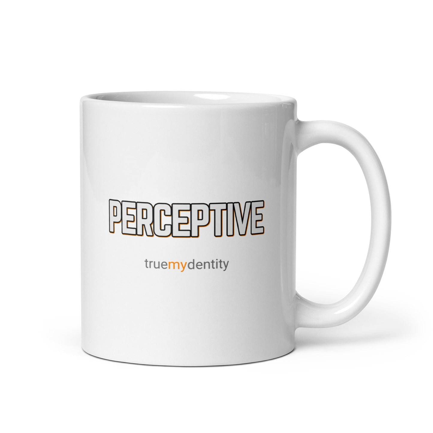 PERCEPTIVE White Coffee Mug Bold 11 oz or 15 oz