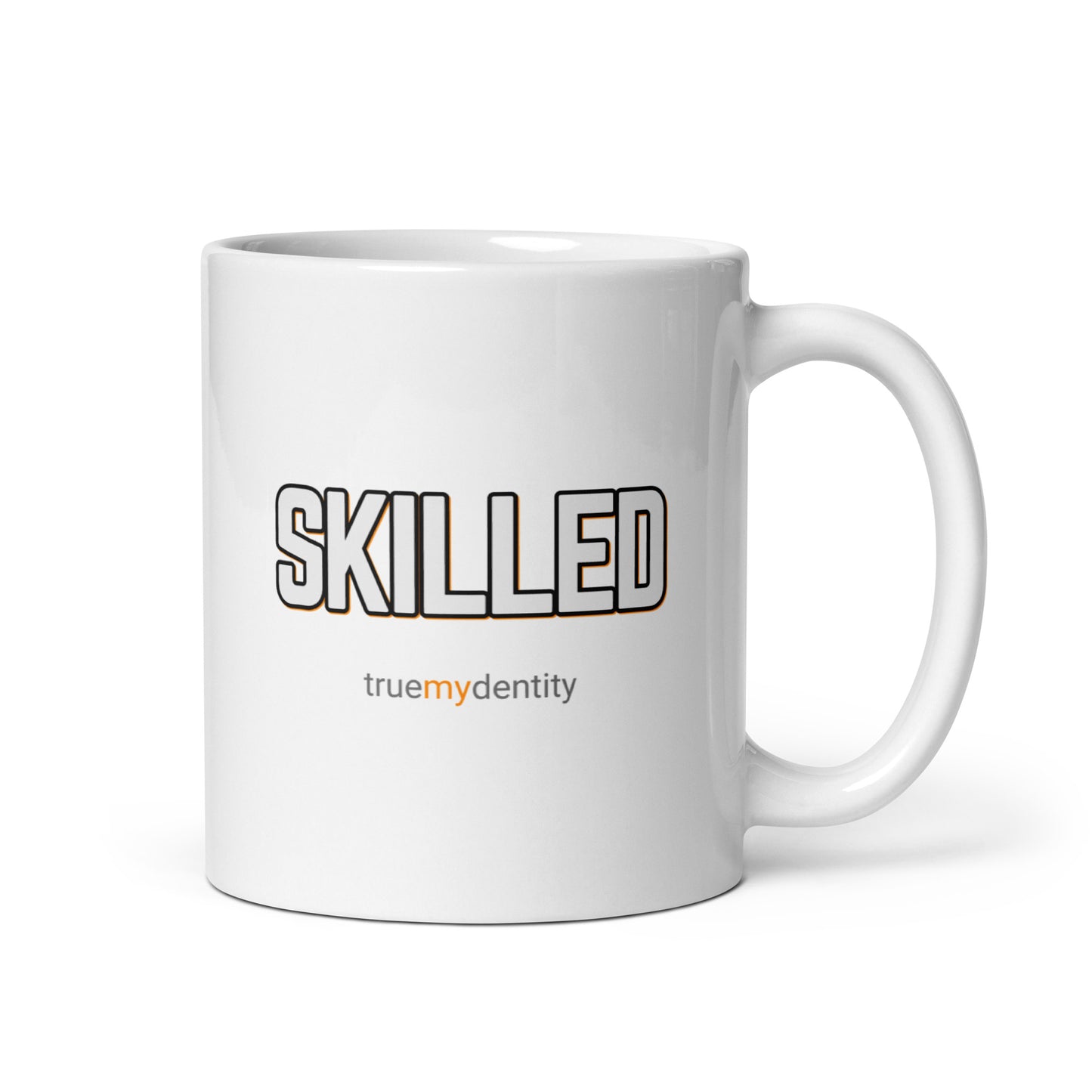 SKILLED White Coffee Mug Bold 11 oz or 15 oz