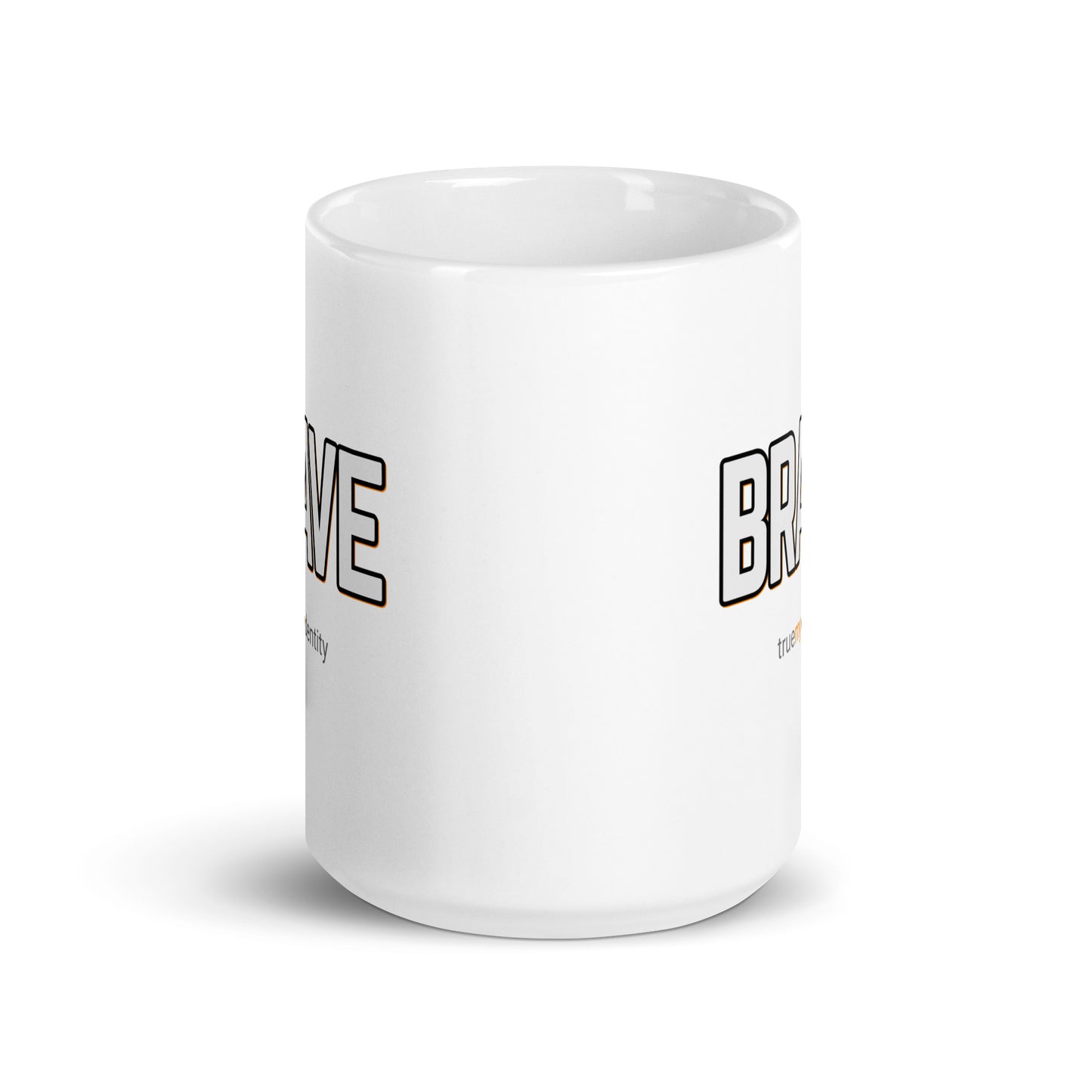 BRAVE White Coffee Mug Bold 11 oz or 15 oz