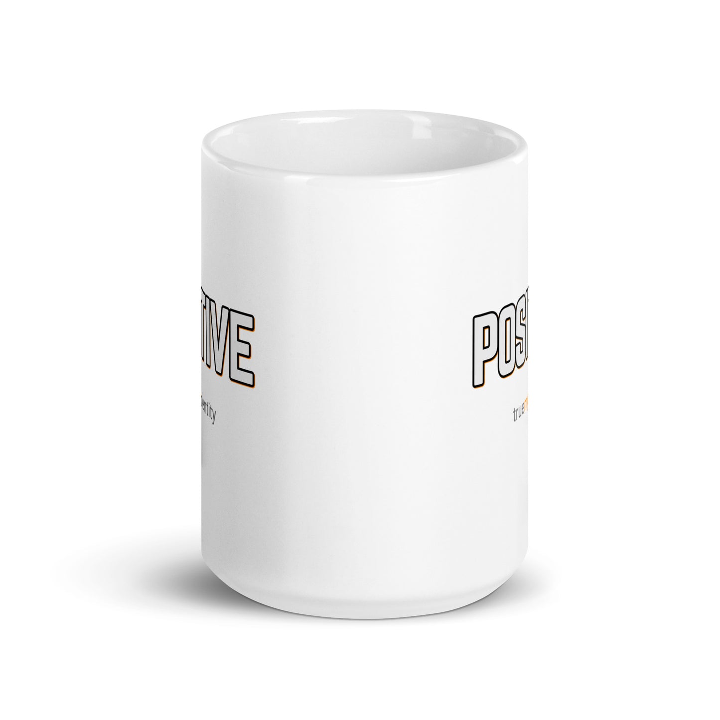 POSITIVE White Coffee Mug Bold 11 oz or 15 oz