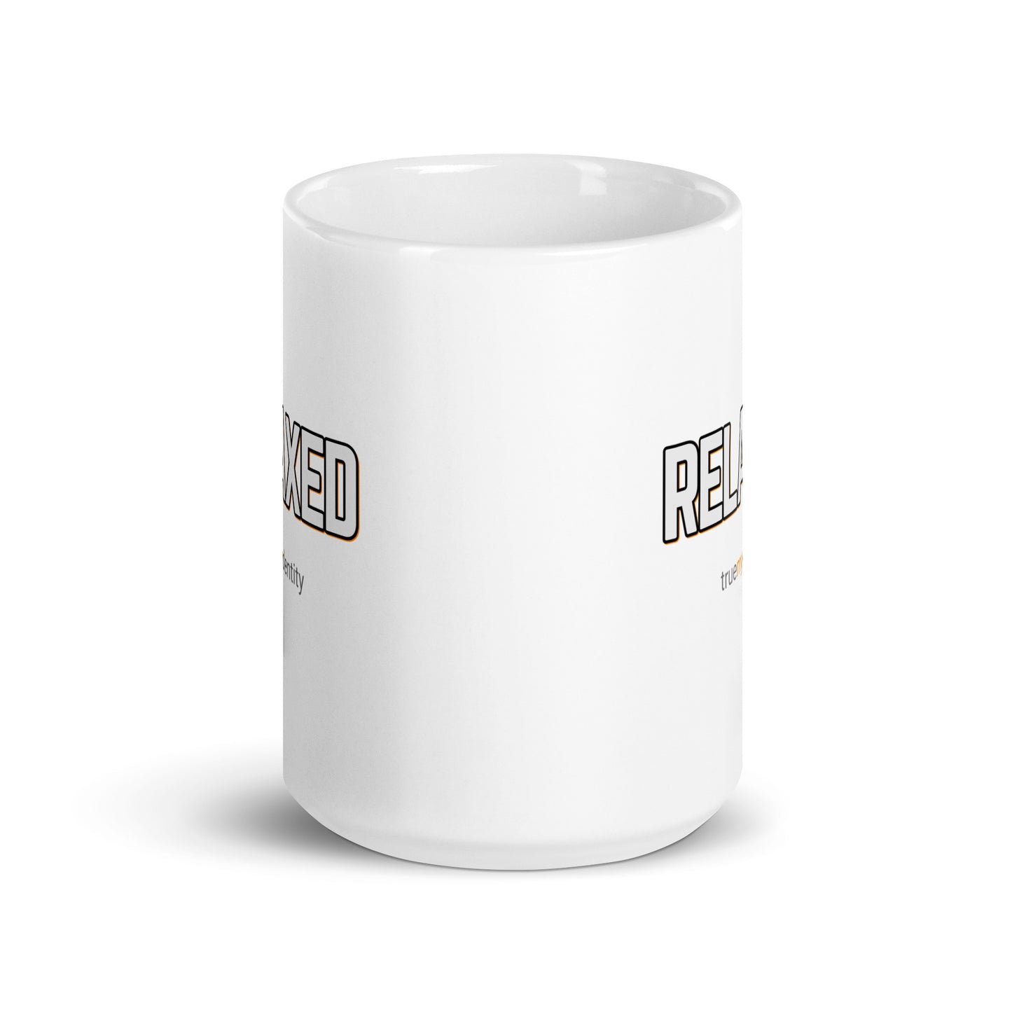 RELAXED White Coffee Mug Bold 11 oz or 15 oz